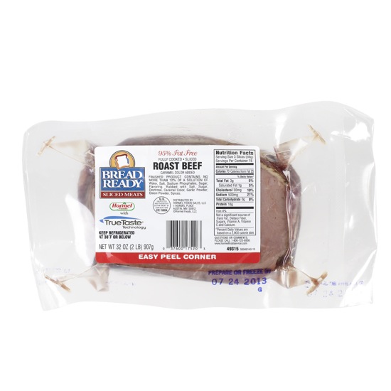 BREAD READY® Roast Beef, Premium, Sliced, 6/2 lb Hormel Foodservice