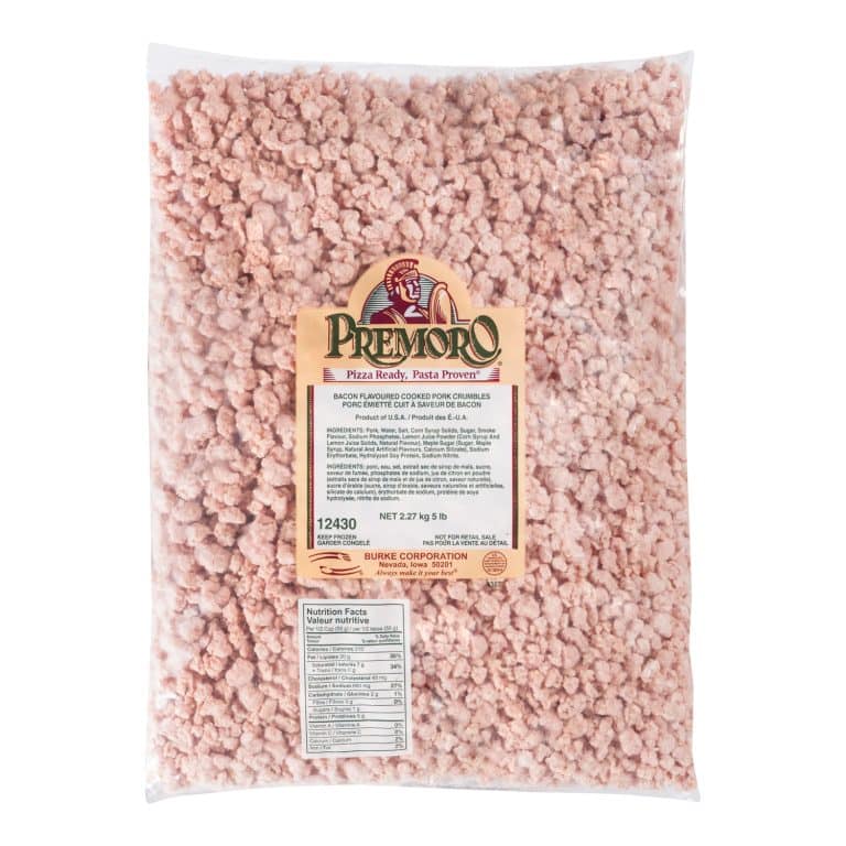 Morceaux de porc cuits surgelés saveur bacon PREMORO<sup>®</sup>, 4/2,27 kg