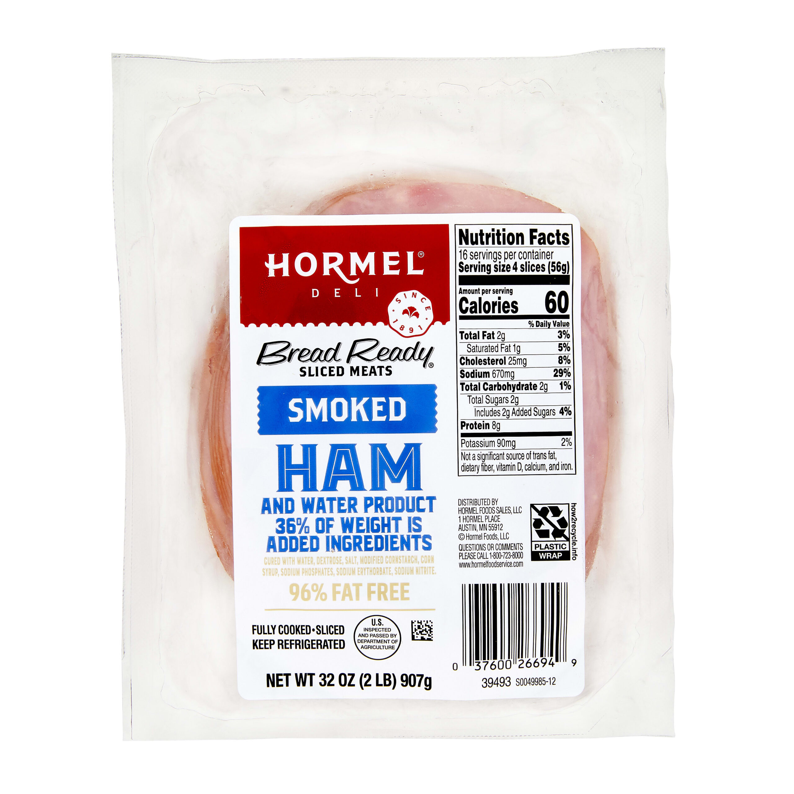 HORMEL™ BREAD READY™ Smoked Ham &  Water, Sliced 0.5 oz (14 g) per slice, 6/0.91 kg
