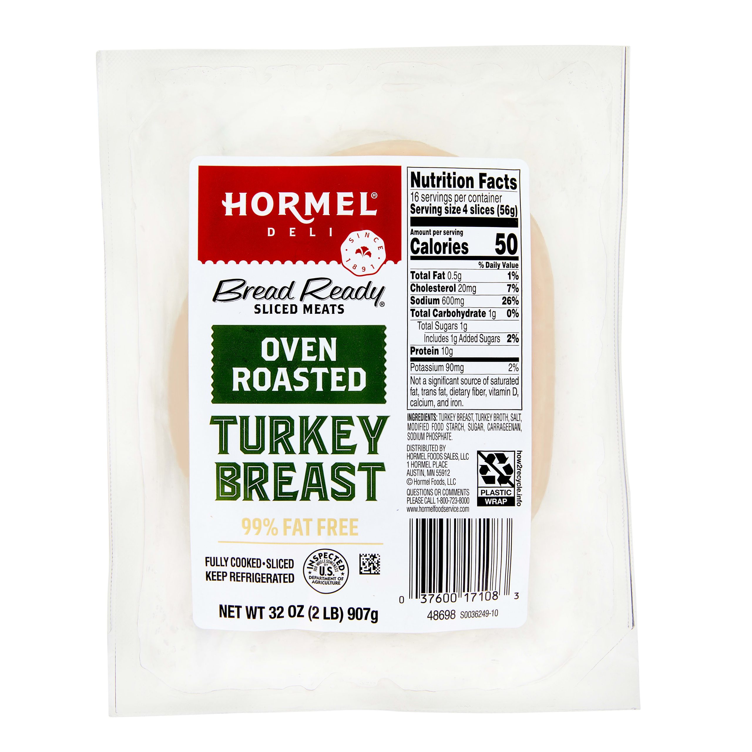 HORMEL® BREAD READY® Oven Roasted Turkey, Sliced 0.5 oz slices, 6/2 lb