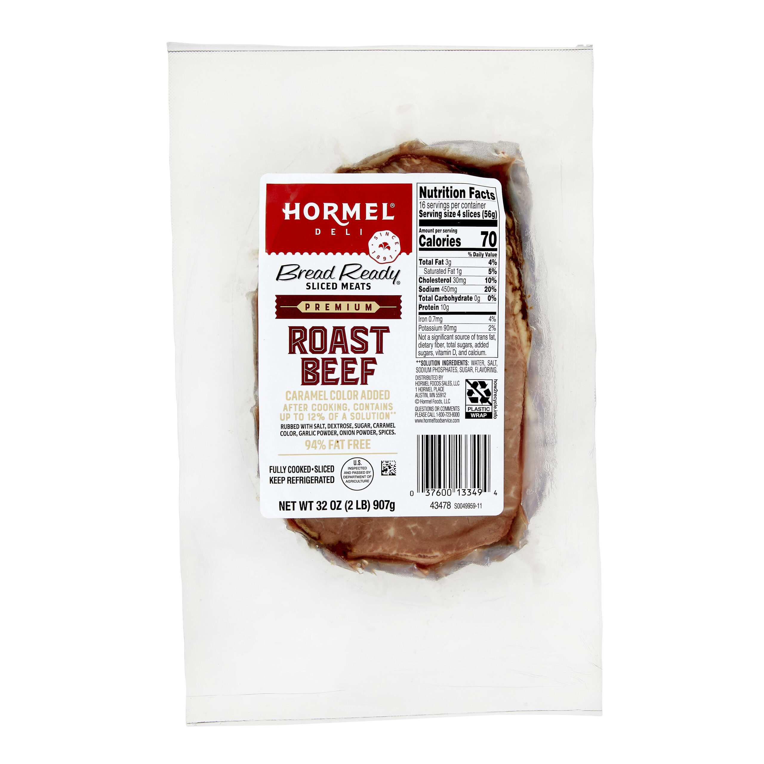 HORMEL™ BREAD READY™ Roast Beef, Premium, Músculo Entero, Rebanado Finamente, 6/0.91 kg