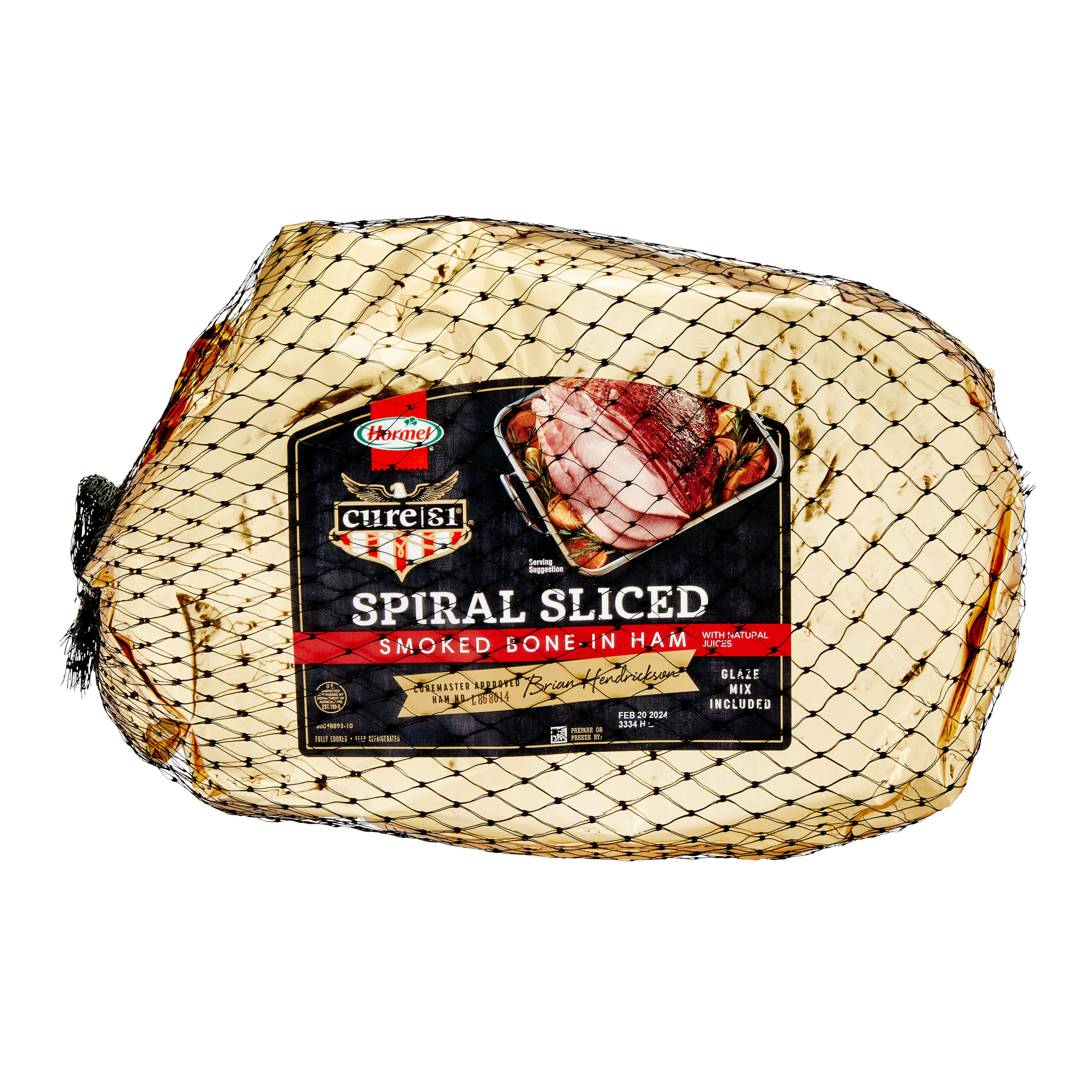 CURE 81™ Spiral Sliced Bone-In Ham, Natural Juice, Half, 4 PC