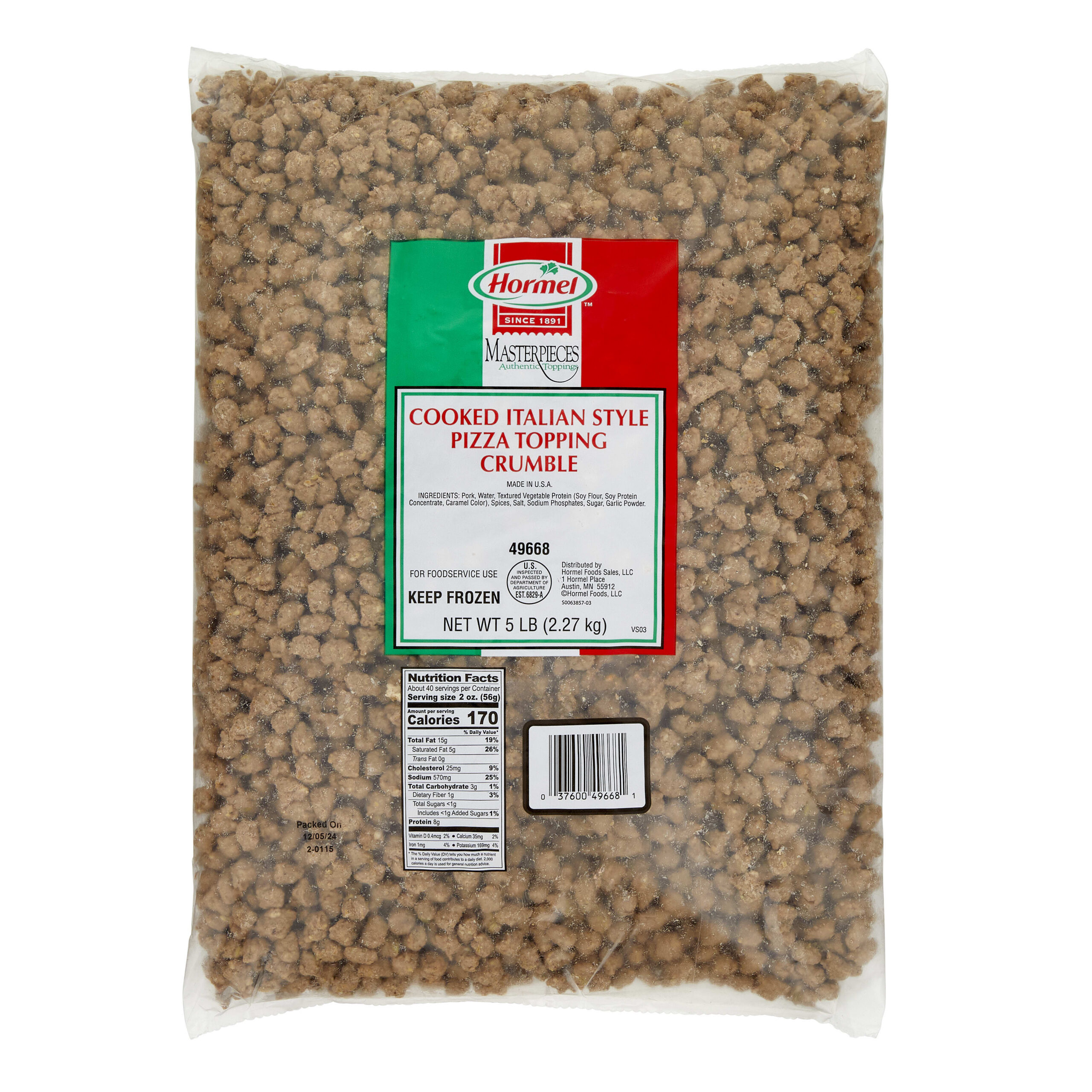 HORMEL™ MASTERPIECES™ Pork Topping, Italian-Style Crumble, Extended, 2/2.27 kg