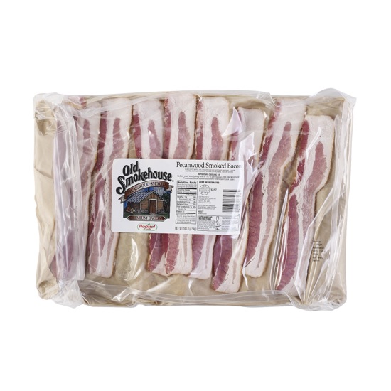 OLD SMOKEHOUSE® Bacon, Pecanwood Smoked, 13/17 slice, 2/10lb. Hormel
