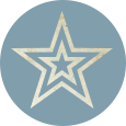golden star icon on blue circle