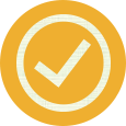 off-white checkmark within a yellow circle