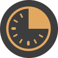 An icon of a clock with the first 15 minutes blocked out