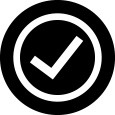 white checkmark on black circle