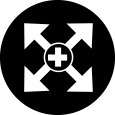 Four arrows pointing from the center of the image to each corner