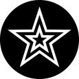 White star icon on black circle
