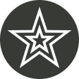A white star icon over a black circle