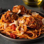 Spaghetti with Chicken and Beef Meatballs