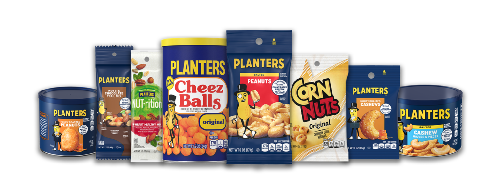 PLANTERS® Brand family of products, including CORN NUTS® Brand, Cheez Balls, and NUT-rition