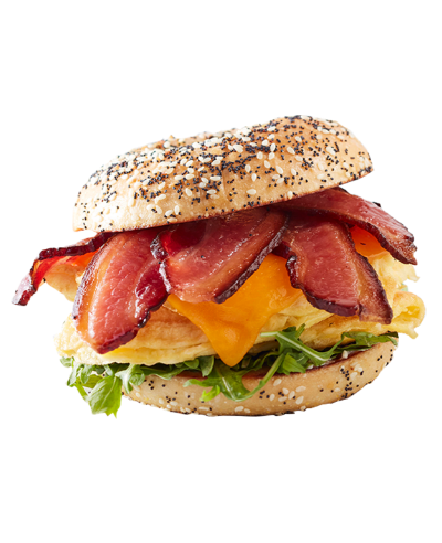 bagel sandwich with BACON 1™ Perfectly Cooked Bacon