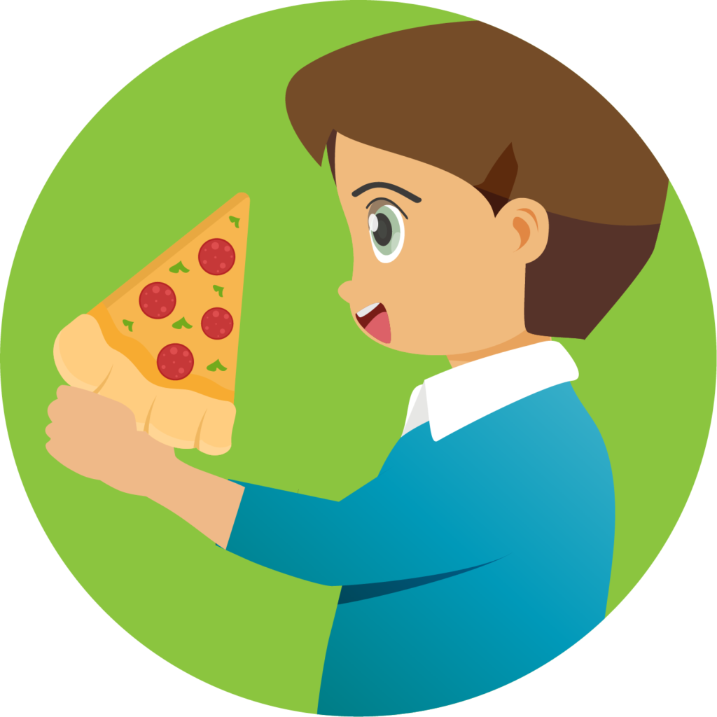 Kid eating pizza