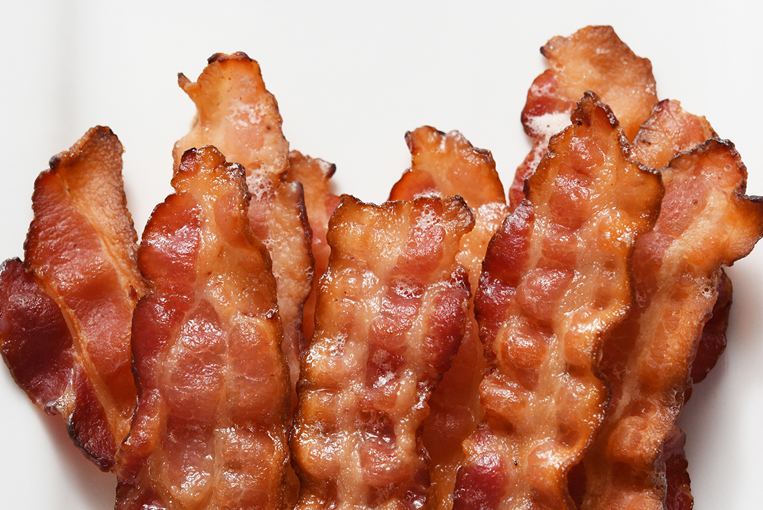 Uniform slices of bacon.