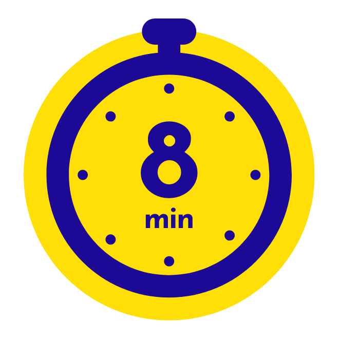 illustrated timer showing 8 minutes