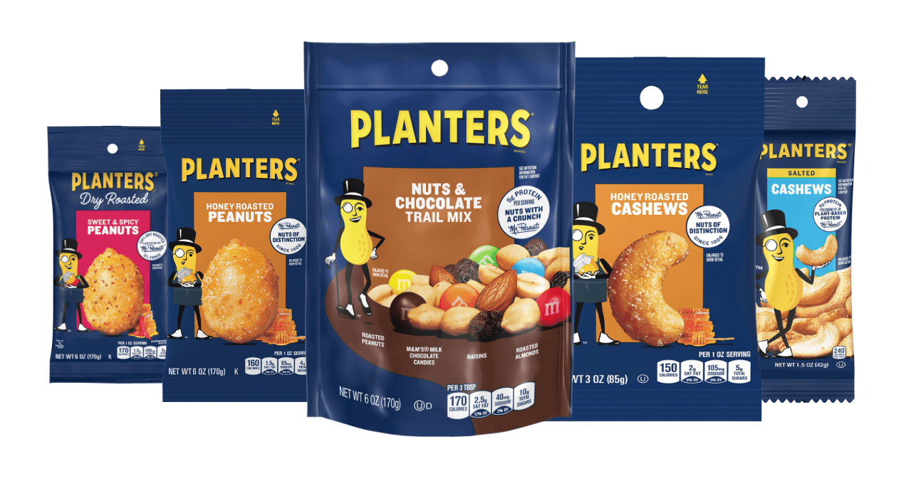 PLANTERS Brand group of snacking nuts products