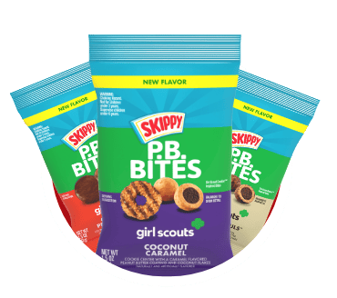 Collage of three Girl Scouts Skippy P.B. Bites