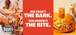 We craft the bark, you craft the bite, with AUSTIN BLUES® Smoked Meats.