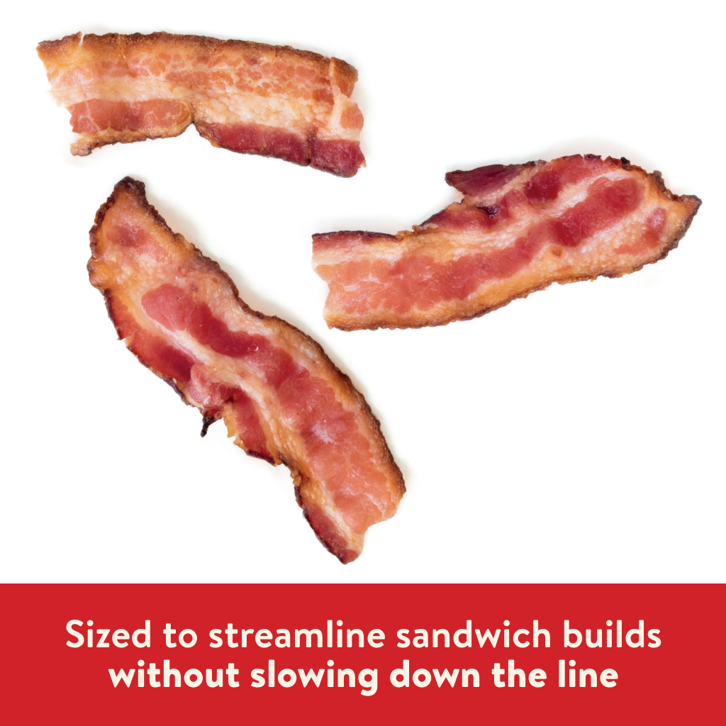 three dancing half slices of Hormel Bacon 1 Perfectly Cooked Bacon