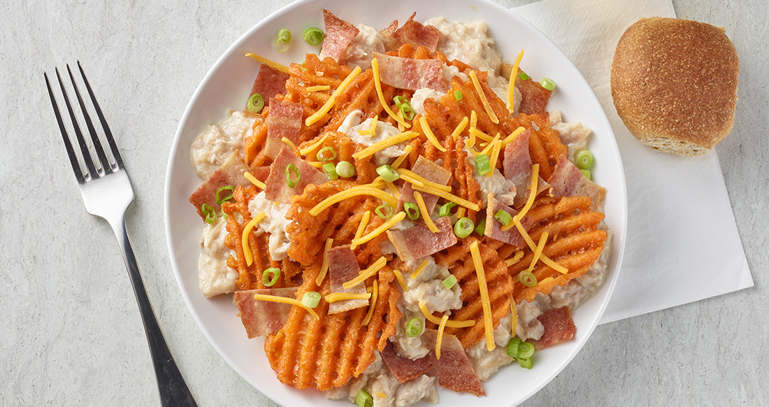 Turkey & Gravy Sweet Potato Waffle Fries