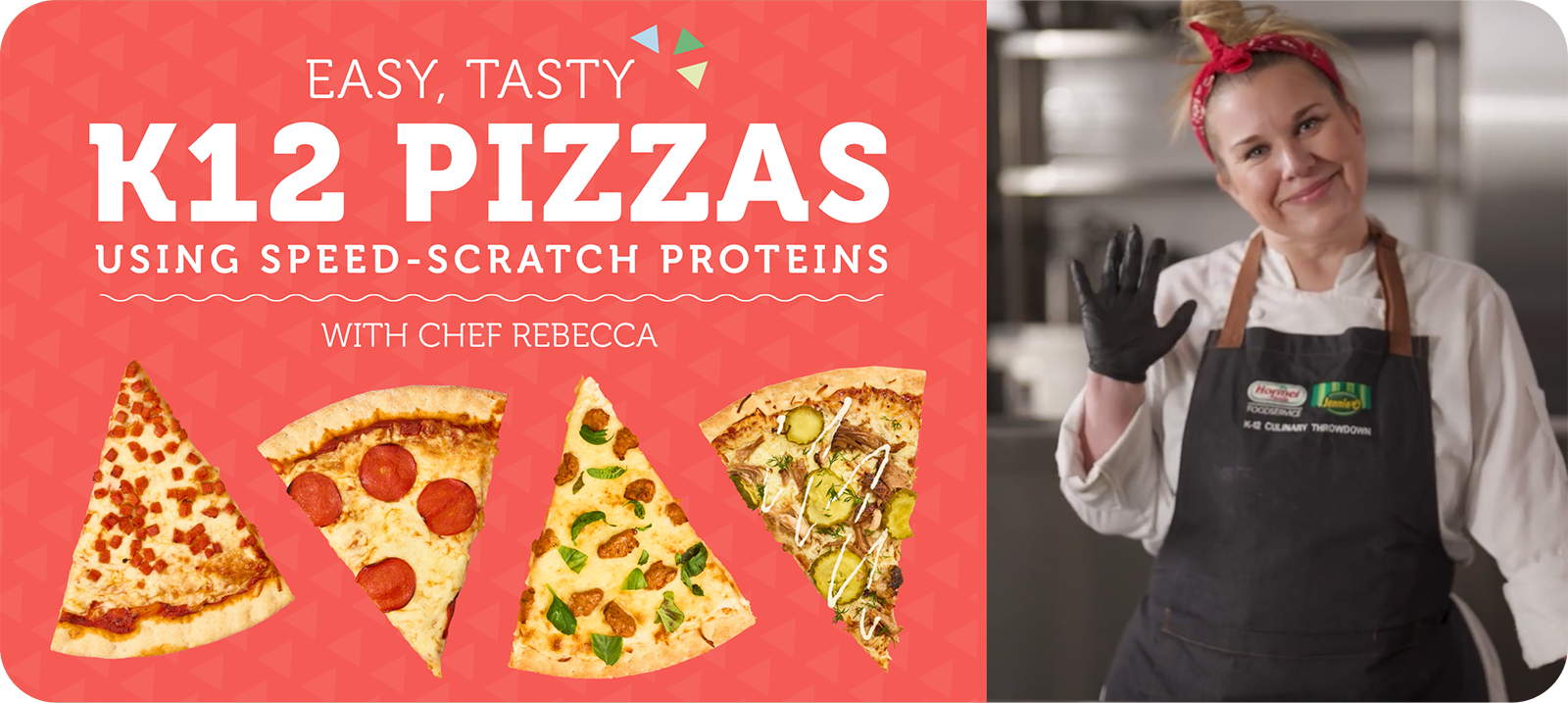 Easy, tasty K12 pizzas using speed-scratch proteins