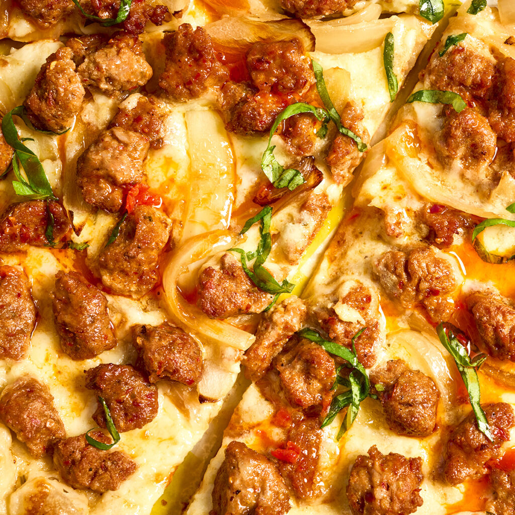 Lemon Ricotta Calabrian Pizza, cut tavern style